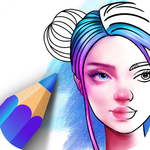 Icône retenue : un crayon et un visage en cours de coloriage